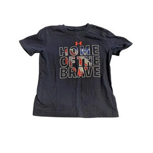 Under Armour Boys' Blue "Home of The Brave" T-Shirt Size M Casual